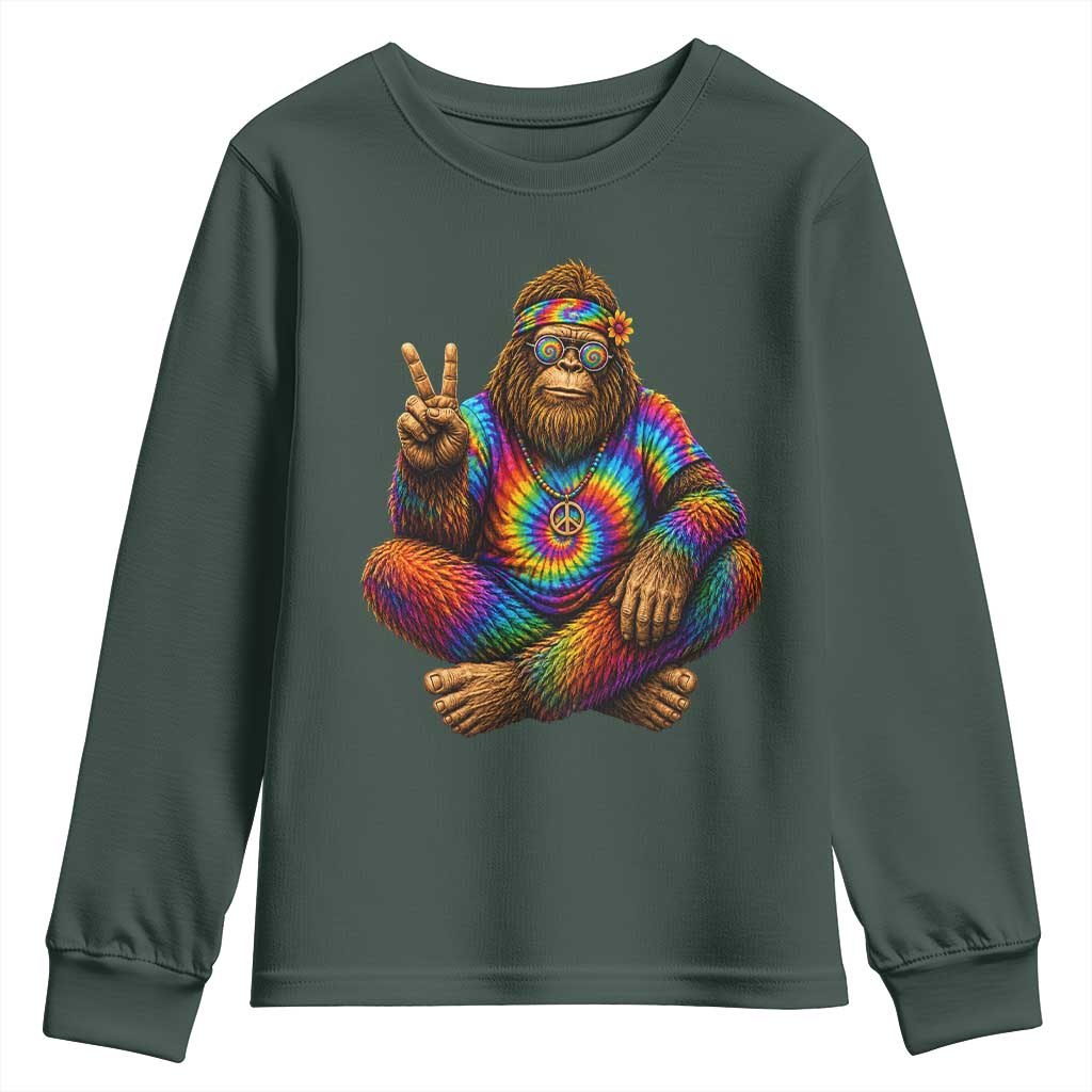 Hippie Bigfoot Peace Sign Tie Dye Sasquatch Youth Sweatshirt