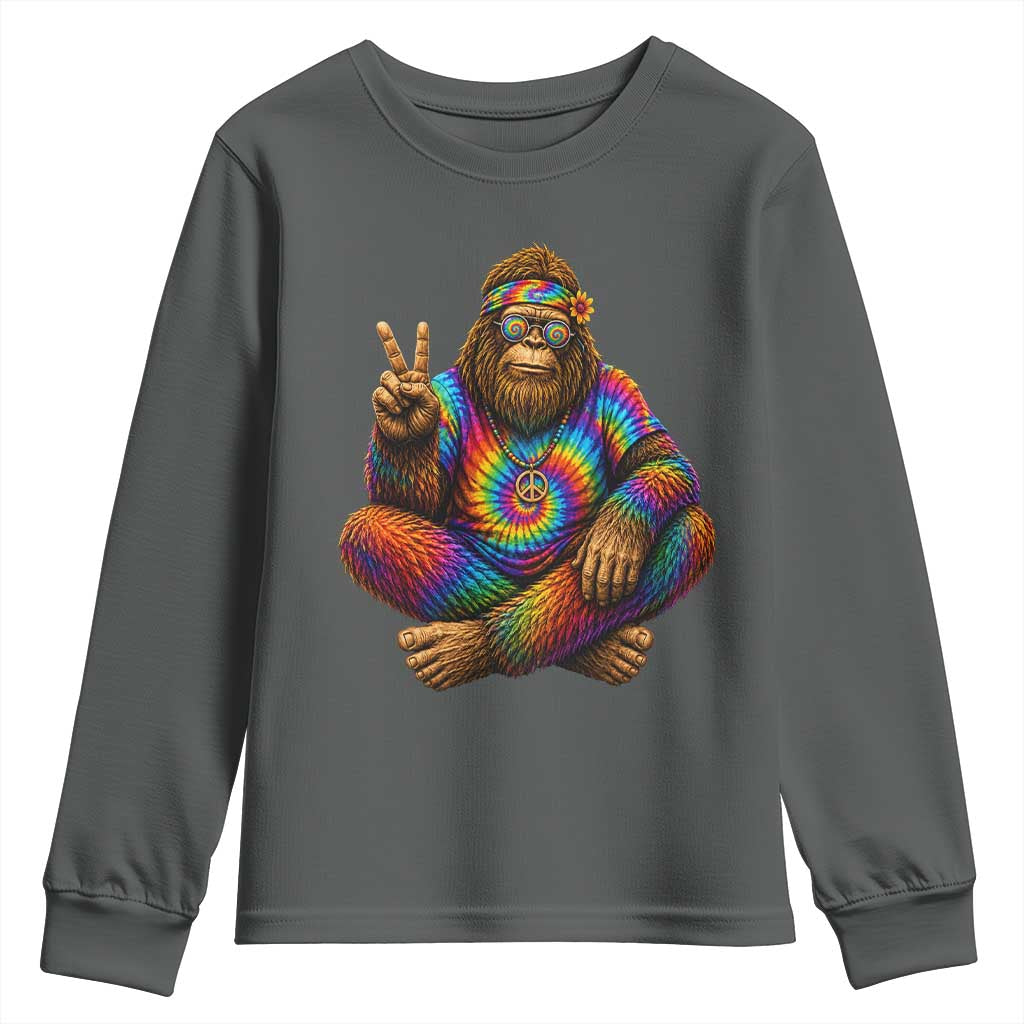 Hippie Bigfoot Peace Sign Tie Dye Sasquatch Youth Sweatshirt