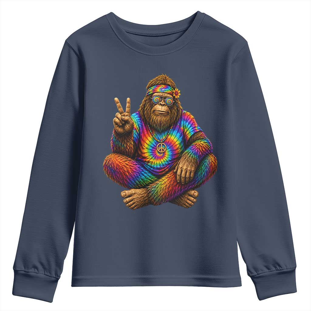 Hippie Bigfoot Peace Sign Tie Dye Sasquatch Youth Sweatshirt