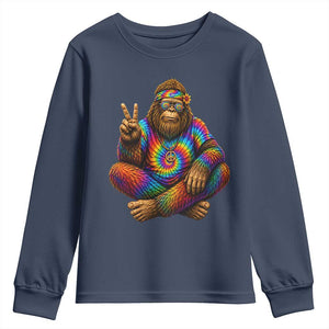 Hippie Bigfoot Peace Sign Tie Dye Sasquatch Youth Sweatshirt