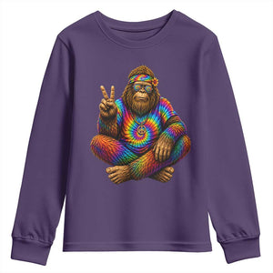 Hippie Bigfoot Peace Sign Tie Dye Sasquatch Youth Sweatshirt