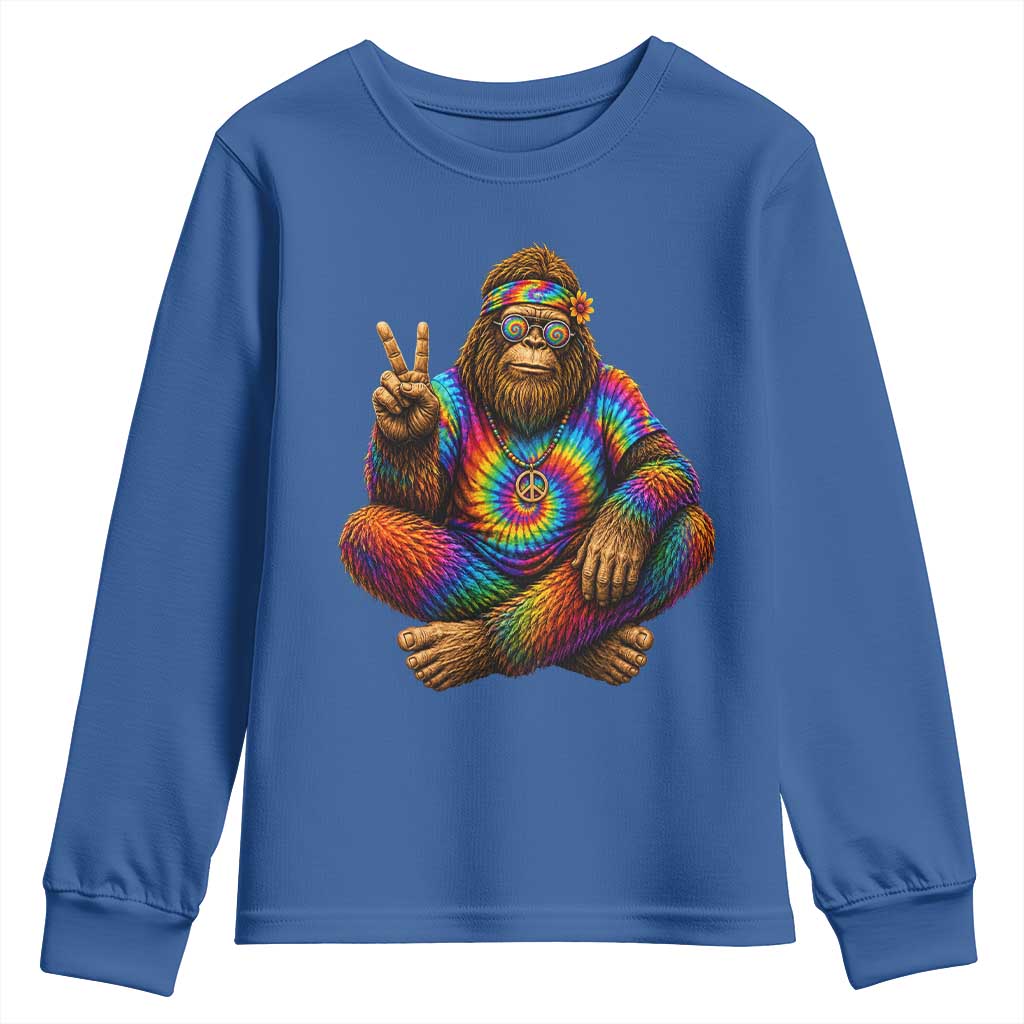 Hippie Bigfoot Peace Sign Tie Dye Sasquatch Youth Sweatshirt
