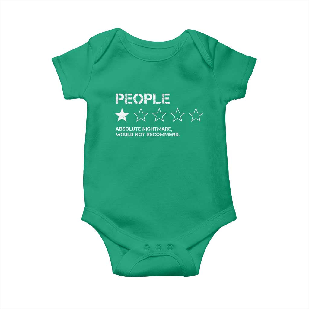 People 1 Star Absolute Nightmare Would Not Recommend Baby Onesie Funny Bold Text