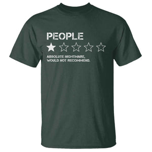 People 1 Star Absolute Nightmare Would Not Recommend T Shirt Funny Bold Text