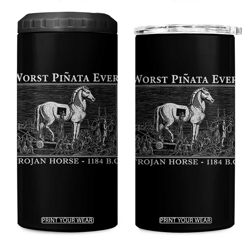 Worst Pinata Ever Trojan Horse 4 in 1 Can Cooler Tumbler Funny Greek Mythology History