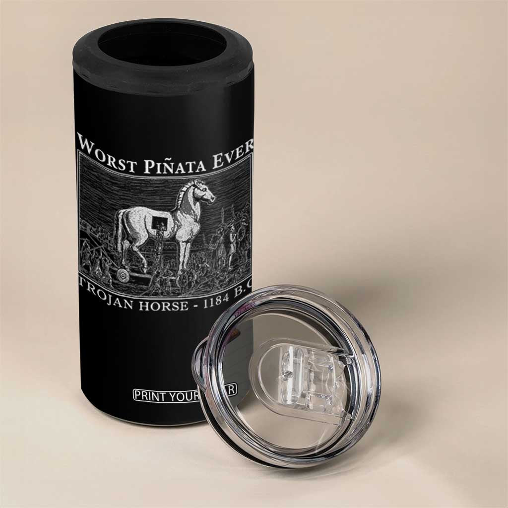Worst Pinata Ever Trojan Horse 4 in 1 Can Cooler Tumbler Funny Greek Mythology History