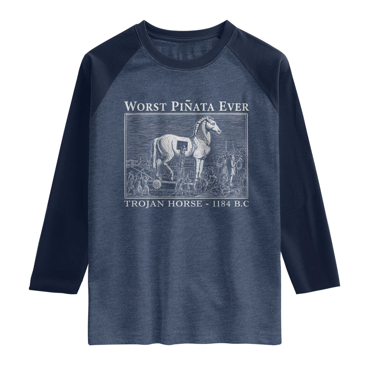 Worst Pinata Ever Trojan Horse Raglan Shirt Funny Greek Mythology History