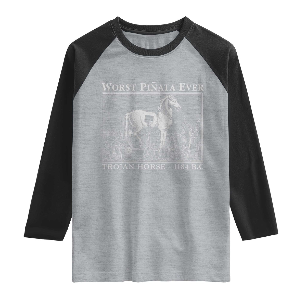 Worst Pinata Ever Trojan Horse Raglan Shirt Funny Greek Mythology History