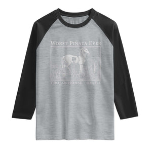 Worst Pinata Ever Trojan Horse Raglan Shirt Funny Greek Mythology History
