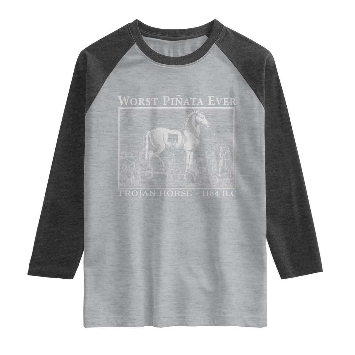 Worst Pinata Ever Trojan Horse Raglan Shirt Funny Greek Mythology History