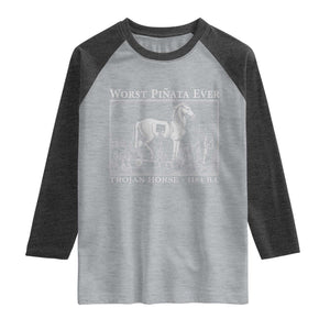 Worst Pinata Ever Trojan Horse Raglan Shirt Funny Greek Mythology History