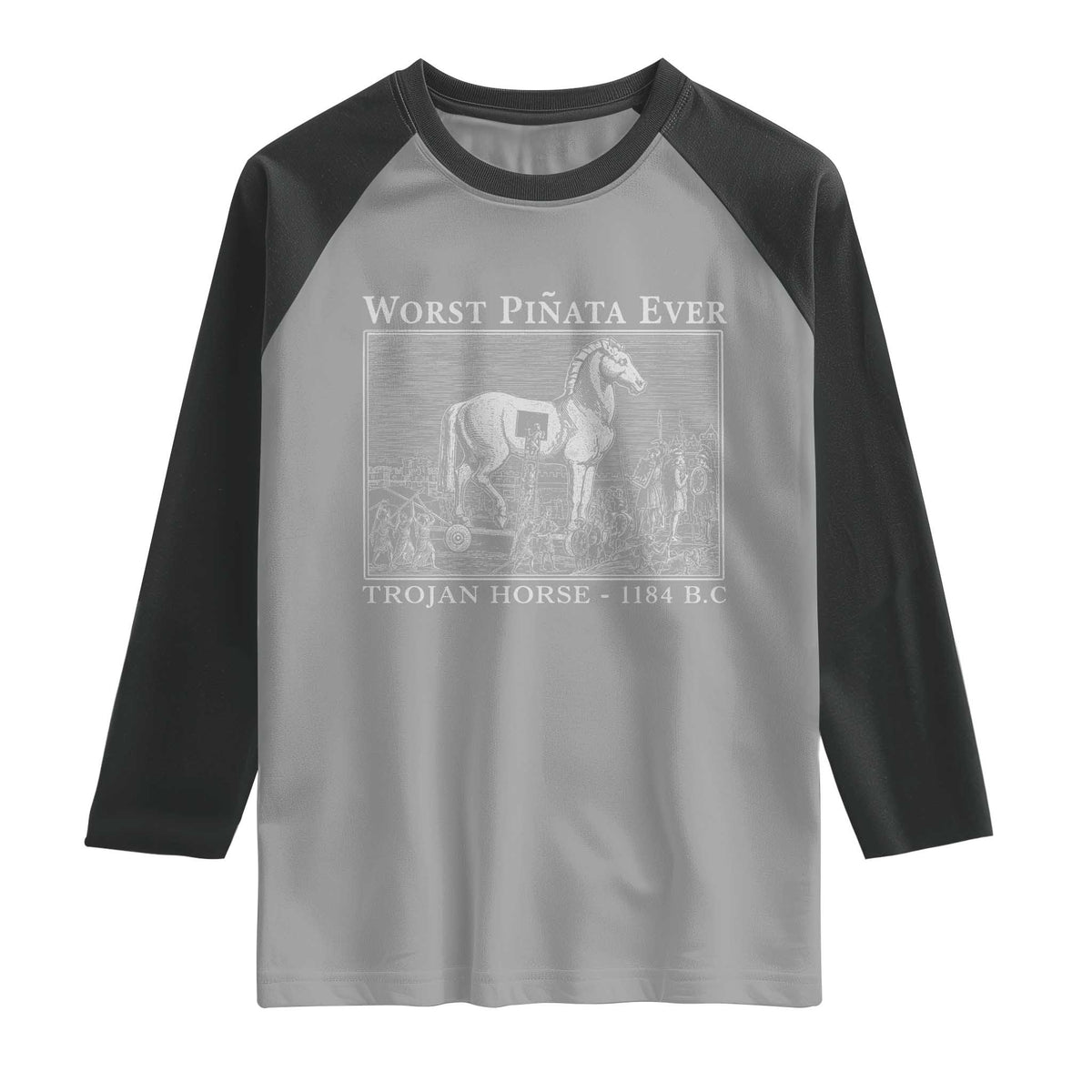 Worst Pinata Ever Trojan Horse Raglan Shirt Funny Greek Mythology History