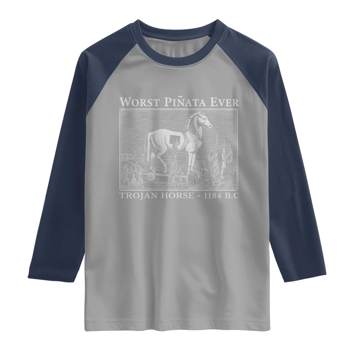 Worst Pinata Ever Trojan Horse Raglan Shirt Funny Greek Mythology History