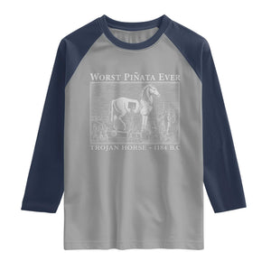 Worst Pinata Ever Trojan Horse Raglan Shirt Funny Greek Mythology History