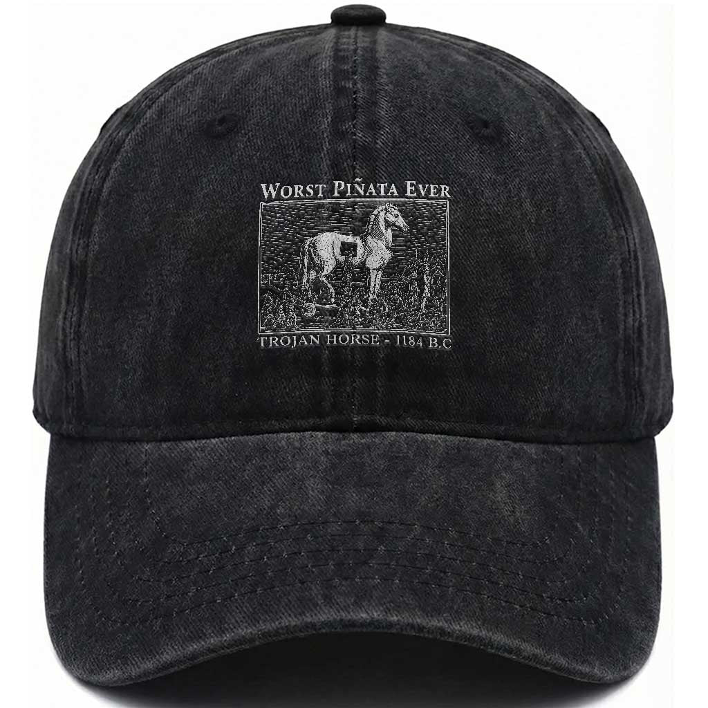 Worst Pinata Ever Trojan Horse Washed Cotton Baseball Cap Funny Greek Mythology History TS11 Print Your Wear