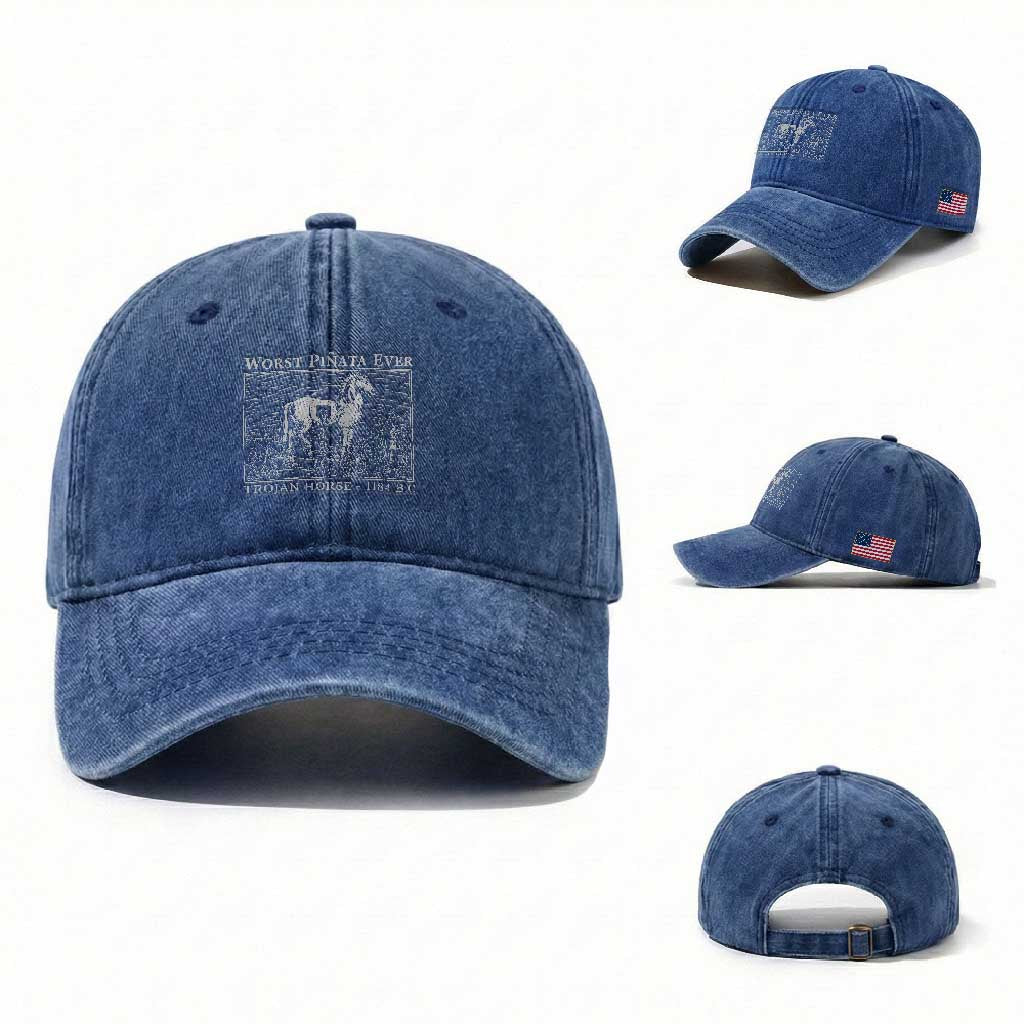 Worst Pinata Ever Trojan Horse Washed Cotton Baseball Cap Funny Greek Mythology History
