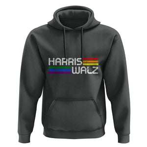 Harris Walz Hoodie LGBT Rainbow Flag Retro Faded Stripes TS11 Dark Heather Print Your Wear