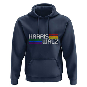 Harris Walz Hoodie LGBT Rainbow Flag Retro Faded Stripes TS11 Navy Print Your Wear