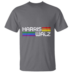 Harris Walz T Shirt LGBT Rainbow Flag Retro Faded Stripes TS11 Charcoal Print Your Wear