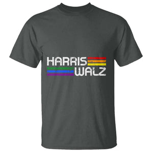 Harris Walz T Shirt LGBT Rainbow Flag Retro Faded Stripes TS11 Dark Heather Print Your Wear