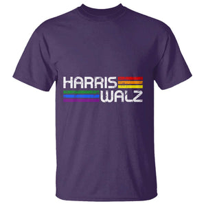 Harris Walz T Shirt LGBT Rainbow Flag Retro Faded Stripes TS11 Purple Print Your Wear
