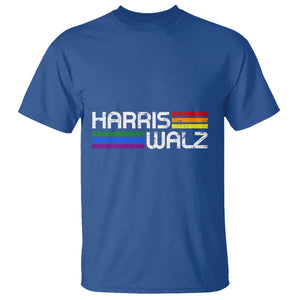 Harris Walz T Shirt LGBT Rainbow Flag Retro Faded Stripes TS11 Royal Blue Print Your Wear