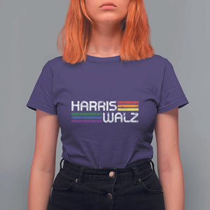 Harris Walz T Shirt For Women LGBT Rainbow Flag Retro Faded Stripes TS11 Purple Print Your Wear