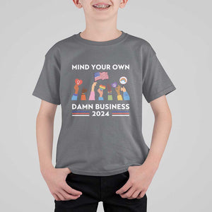 Harris Walz T Shirt For Kid Mind Your Own Damn Business 2024 American Flag Rainbow LGBT TS11 Charcoal Print Your Wear
