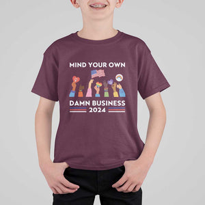Harris Walz T Shirt For Kid Mind Your Own Damn Business 2024 American Flag Rainbow LGBT TS11 Maroon Print Your Wear