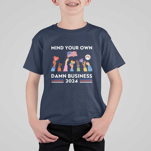Harris Walz T Shirt For Kid Mind Your Own Damn Business 2024 American Flag Rainbow LGBT TS11 Navy Print Your Wear