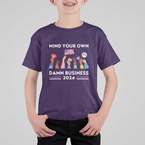 Harris Walz T Shirt For Kid Mind Your Own Damn Business 2024 American Flag Rainbow LGBT TS11 Purple Print Your Wear