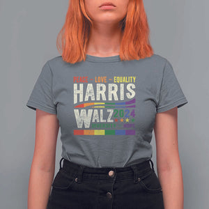 Harris Walz 2024 T Shirt For Women Peace Love Equality Hope Diversity Vintage LGBT Rainbow Flag TS11 Charcoal Print Your Wear