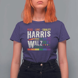Harris Walz 2024 T Shirt For Women Peace Love Equality Hope Diversity Vintage LGBT Rainbow Flag TS11 Purple Print Your Wear