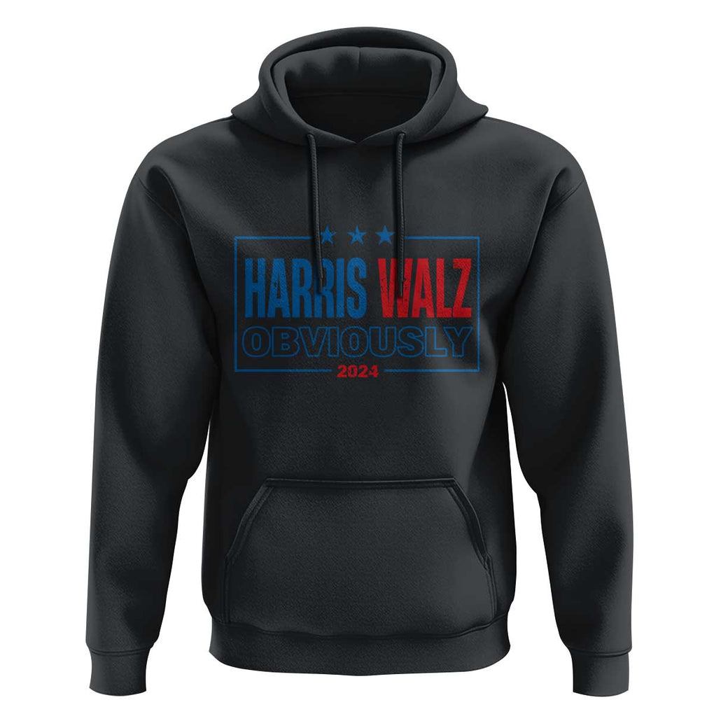 Kamala Walz Supporter Hoodie Harris Walz Obviously 2024 US Elections Star TS11 Black Print Your Wear