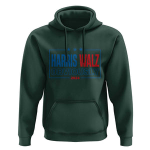 Kamala Walz Supporter Hoodie Harris Walz Obviously 2024 US Elections Star TS11 Dark Forest Green Print Your Wear