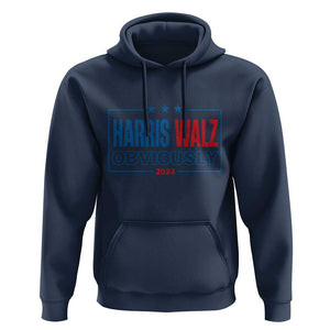 Kamala Walz Supporter Hoodie Harris Walz Obviously 2024 US Elections Star TS11 Navy Print Your Wear