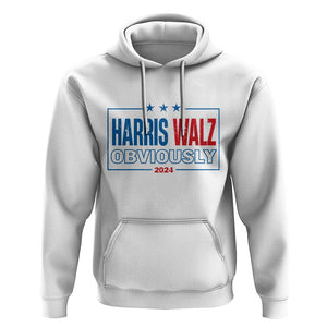 Kamala Walz Supporter Hoodie Harris Walz Obviously 2024 US Elections Star TS11 White Print Your Wear