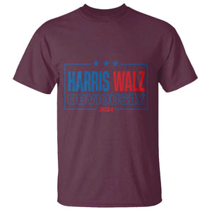 Kamala Walz Supporter T Shirt Harris Walz Obviously 2024 US Elections Star TS11 Maroon Print Your Wear