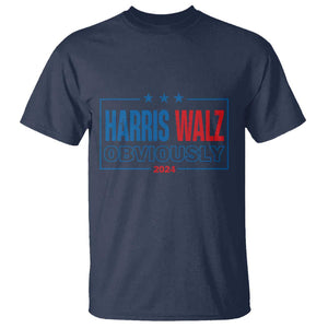 Kamala Walz Supporter T Shirt Harris Walz Obviously 2024 US Elections Star TS11 Navy Print Your Wear