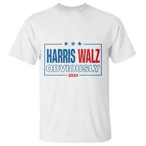Kamala Walz Supporter T Shirt Harris Walz Obviously 2024 US Elections Star TS11 White Print Your Wear