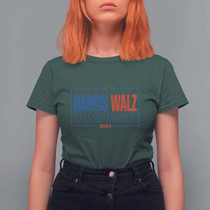 Kamala Walz Supporter T Shirt For Women Harris Walz Obviously 2024 US Elections Star TS11 Dark Forest Green Print Your Wear
