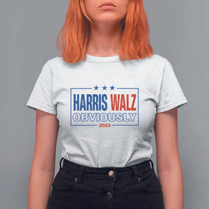 Kamala Walz Supporter T Shirt For Women Harris Walz Obviously 2024 US Elections Star TS11 White Print Your Wear