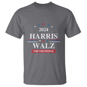 Kamala Walz Supporter T Shirt Harris Walz For The People 2024 American Flag Star TS11 Charcoal Print Your Wear