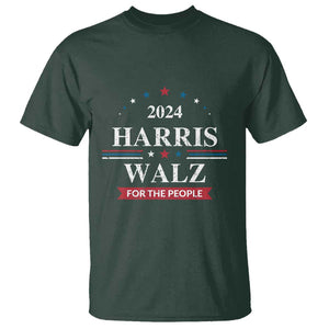 Kamala Walz Supporter T Shirt Harris Walz For The People 2024 American Flag Star TS11 Dark Forest Green Print Your Wear