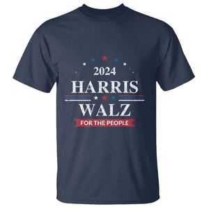 Kamala Walz Supporter T Shirt Harris Walz For The People 2024 American Flag Star TS11 Navy Print Your Wear