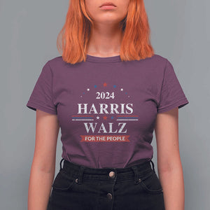 Kamala Walz Supporter T Shirt For Women Harris Walz For The People 2024 American Flag Star TS11 Maroon Print Your Wear
