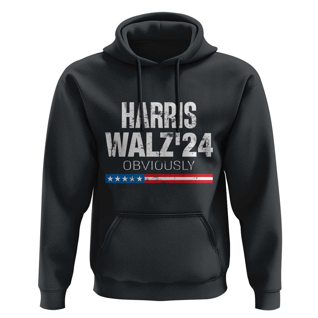 Harris Walz'24 Obviously Hoodie American Flag Kamala For President Election TS11 Black Print Your Wear