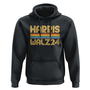 Harris Walz'24 Hoodie Retro Rainbow Stripes LGBT Flag US Presidential Election 2024 TS11 Black Print Your Wear
