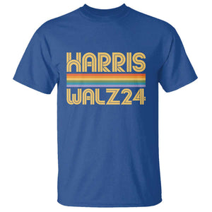 Harris Walz'24 T Shirt Retro Rainbow Stripes LGBT Flag US Presidential Election 2024 TS11 Royal Blue Print Your Wear