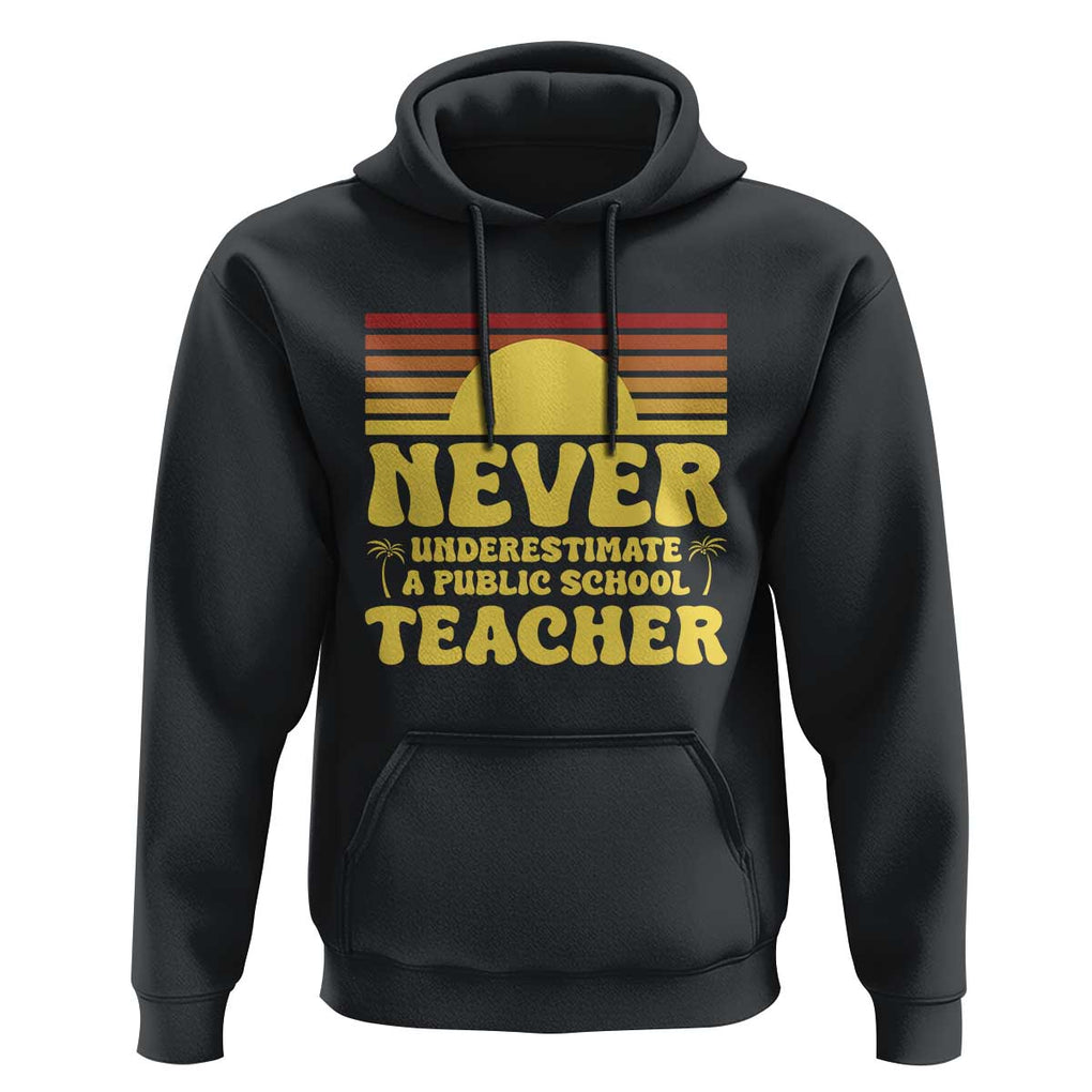 Harris Walz Hoodie Never Underestimate A Public School Teacher Sunshine Coconut Tree TS11 Black Print Your Wear